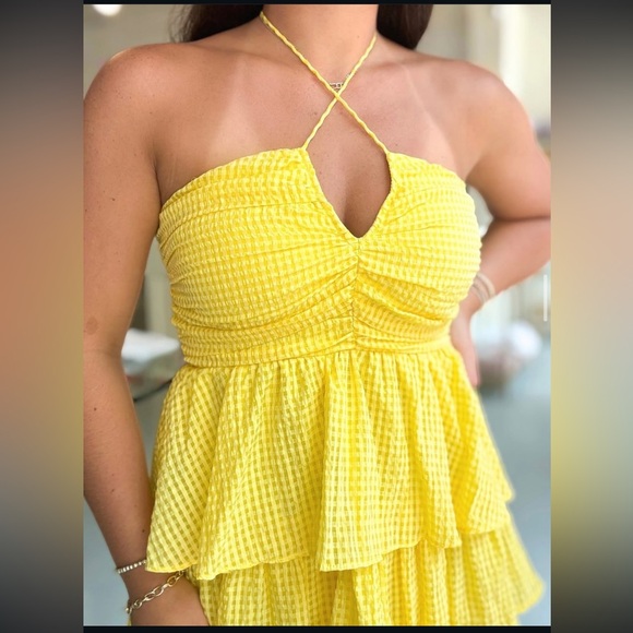 Yellow Ruffled Mini Dress - Picture 4 of 4